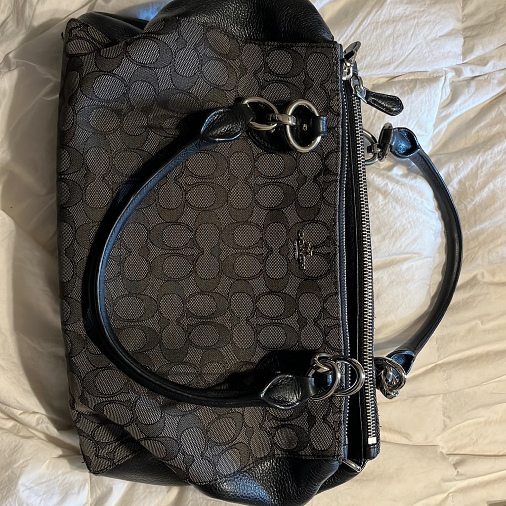 Black coach logo handbag